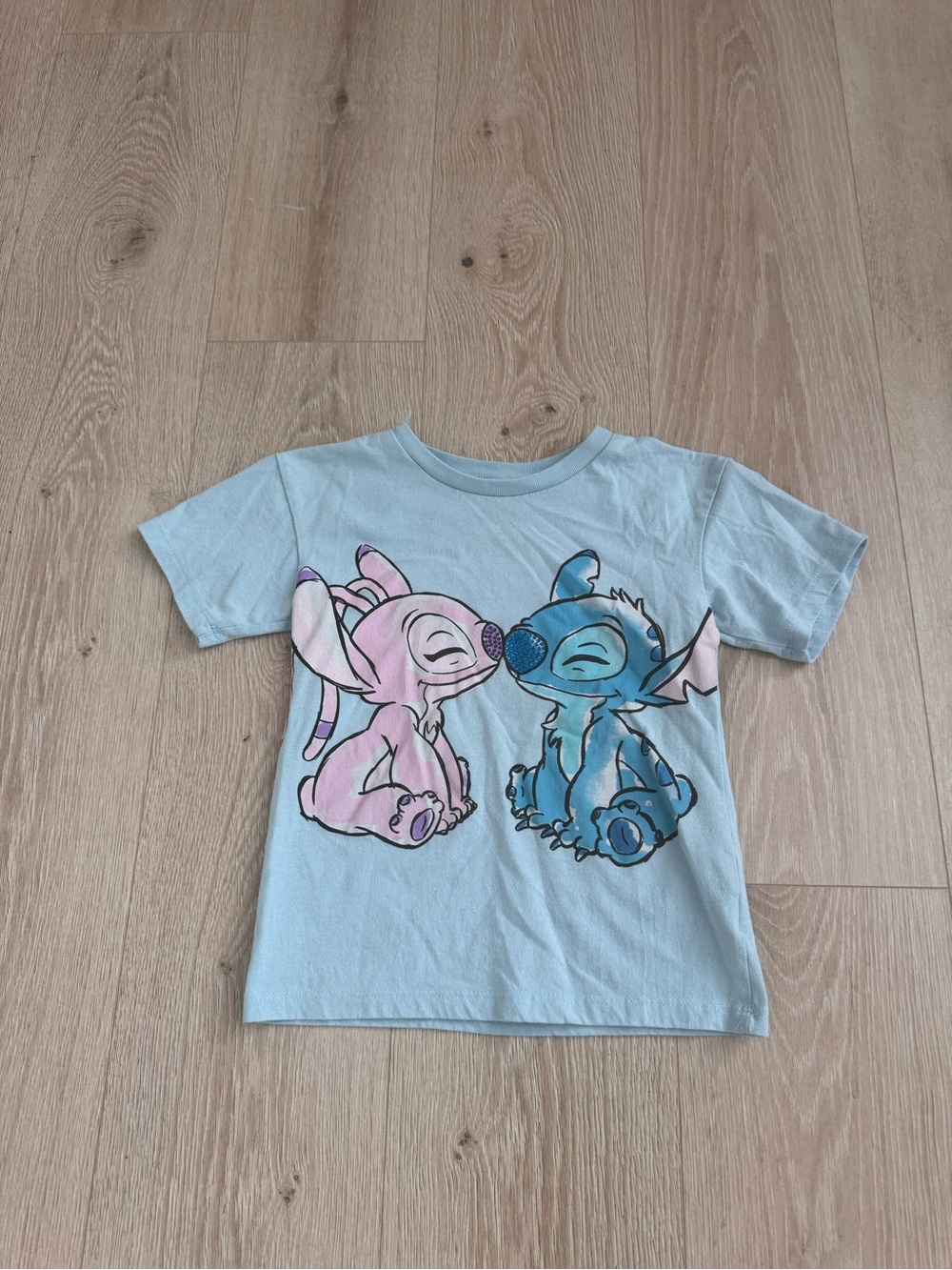 Freeze Light Blue Tee with Pink & Blue Stitch Characters